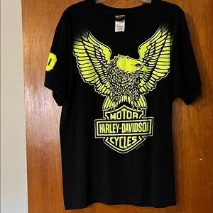 Harley-Davidson Black Tee with Vibrant Yellow Eagle